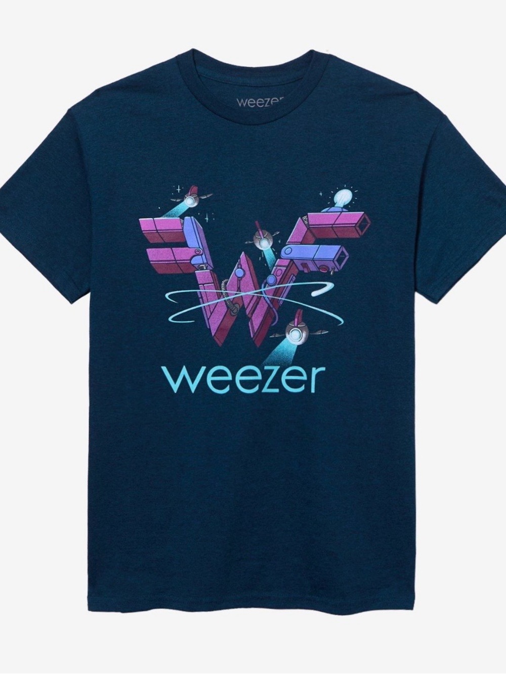 Hot Topic Weezer Space Logo Blue Graphic Tee